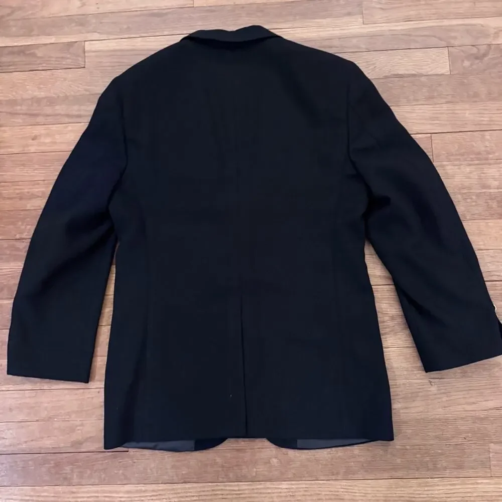 Oakmont Black Hopsack Basketweave Two-Button Blazer | Gold Buttons size 42R b58